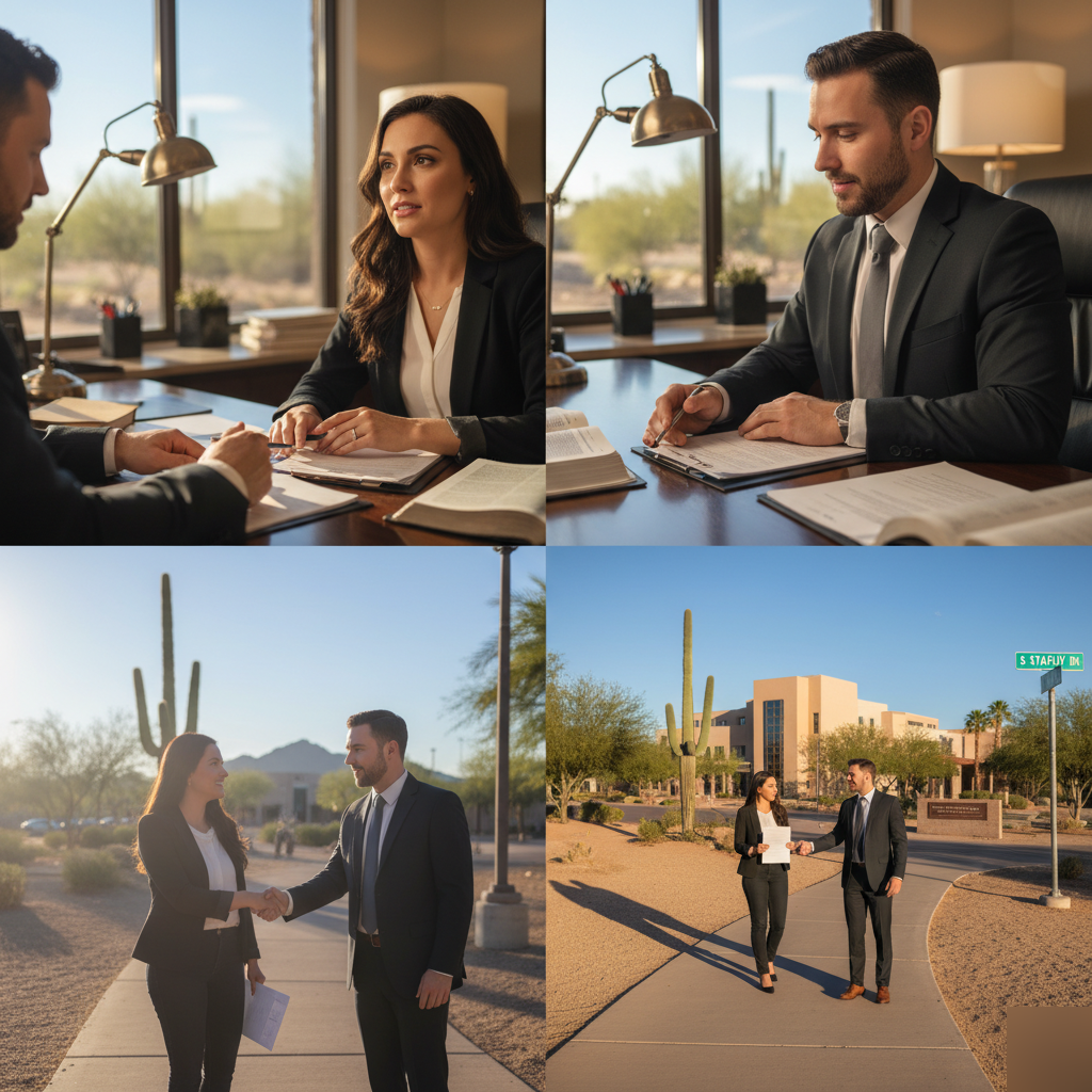 Here are the image prompts for a DUI Lawyer service page at 1013 S Stapley Dr Mesa: **Primary Subject:** A legal