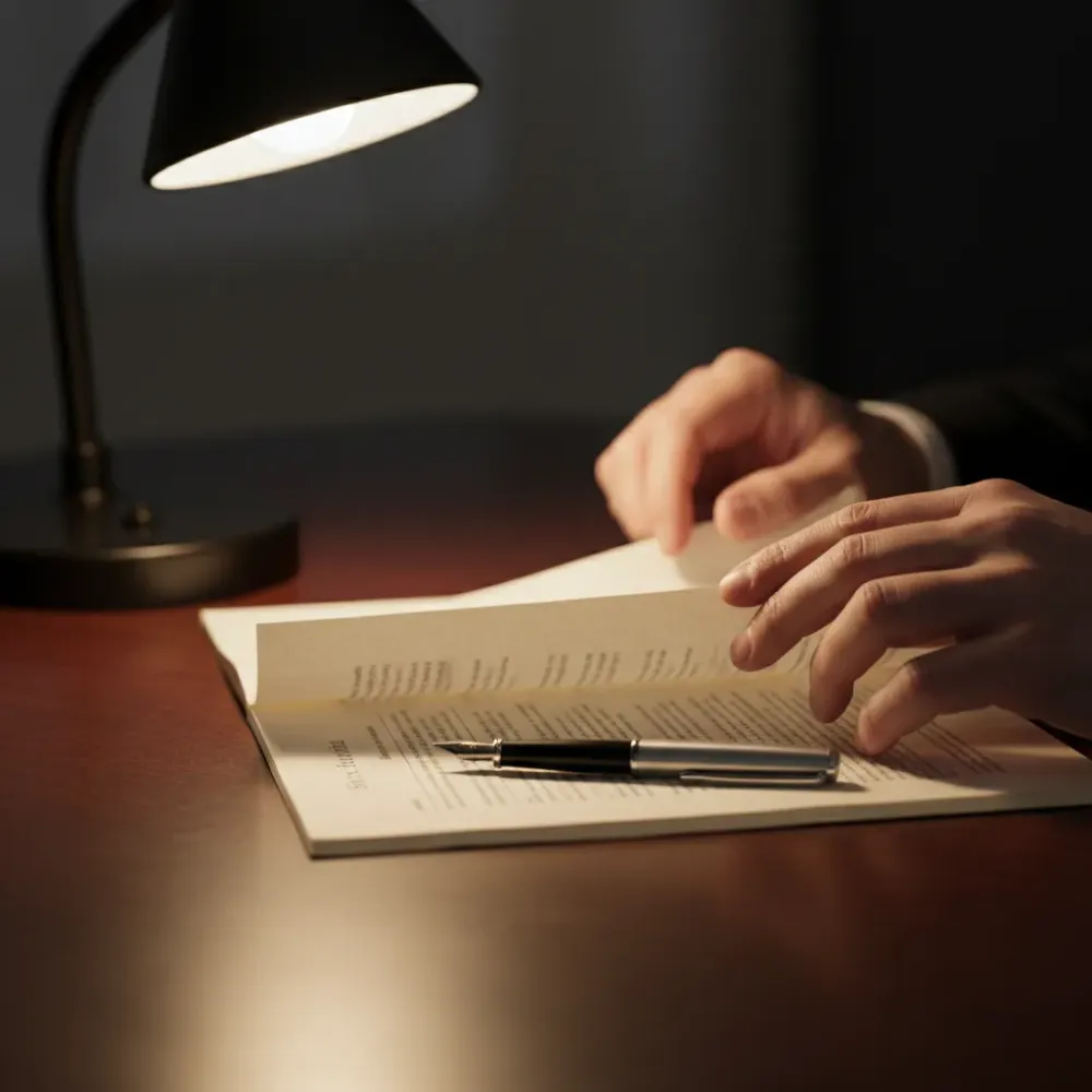 Close-up of attorney hands reviewing legal documents for sex crimes defense case