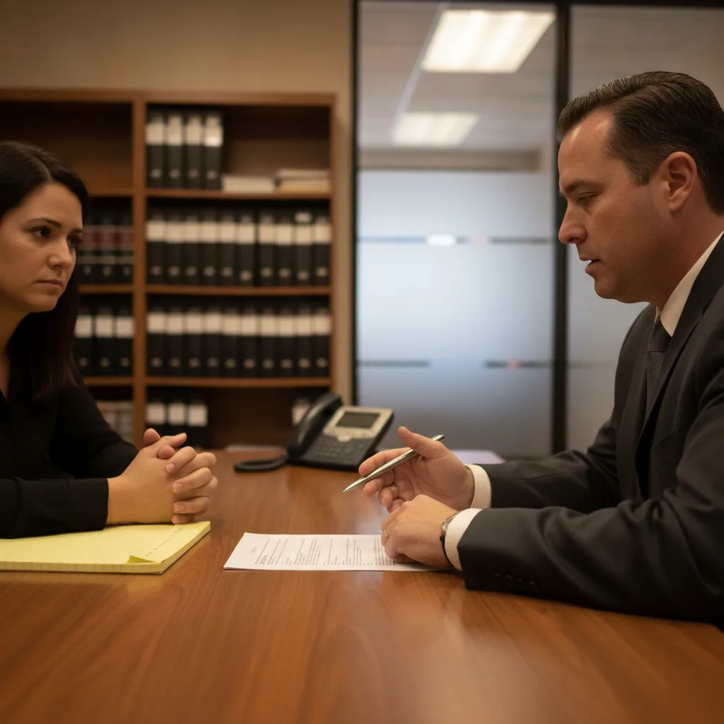 sexual-assault-defense-attorney-consultation-mesa Sexual assault defense attorney meeting with client in Mesa law office