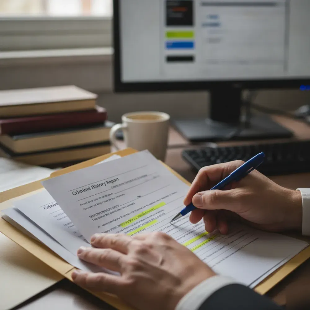 prohibited-possessor-status-case-review-mesa Hands reviewing weapons possession citation paperwork in Mesa law office