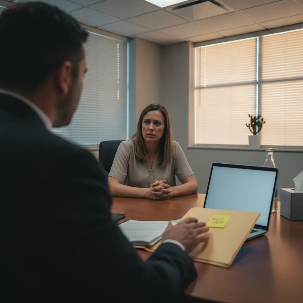 Shoplifting defense lawyer meeting with client in Mesa law office consultation